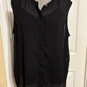 Liz Claiborne Black Textured Sleeveless Blouse